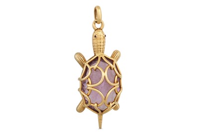 Lot 177 - A CHAUMET TORTOISE PENDANT, in yellow gold,...
