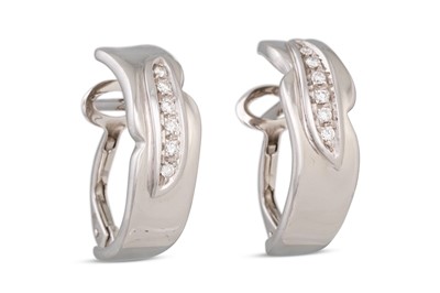 Lot 309 - A PAIR OF DIAMOND SET HOOP EARRINGS, in 18ct...