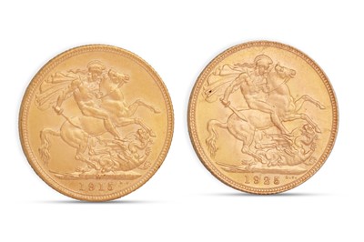 Lot 402 - A PAIR OF ENGLISH FULL GOLD SOVEREIGN COINS,...