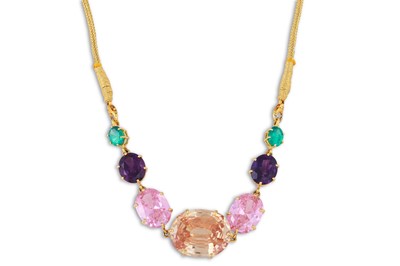 Lot 128 - A MULTI GEM-SET NECKLACE, the stones set in...