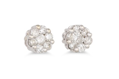 Lot 28 - A PAIR OF DIAMOND CLUSTER EARRINGS, the...