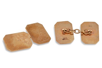 Lot 39 - A PAIR OF 9CT GOLD CUFFLINKS, engraved...