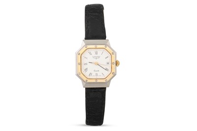 Lot 367 - A LADY'S BI METAL LONGINES WRISTWATCH, Roman...