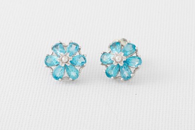 Lot 12 - A PAIR OF CLUSTER EARRINGS, mounted in 9ct...