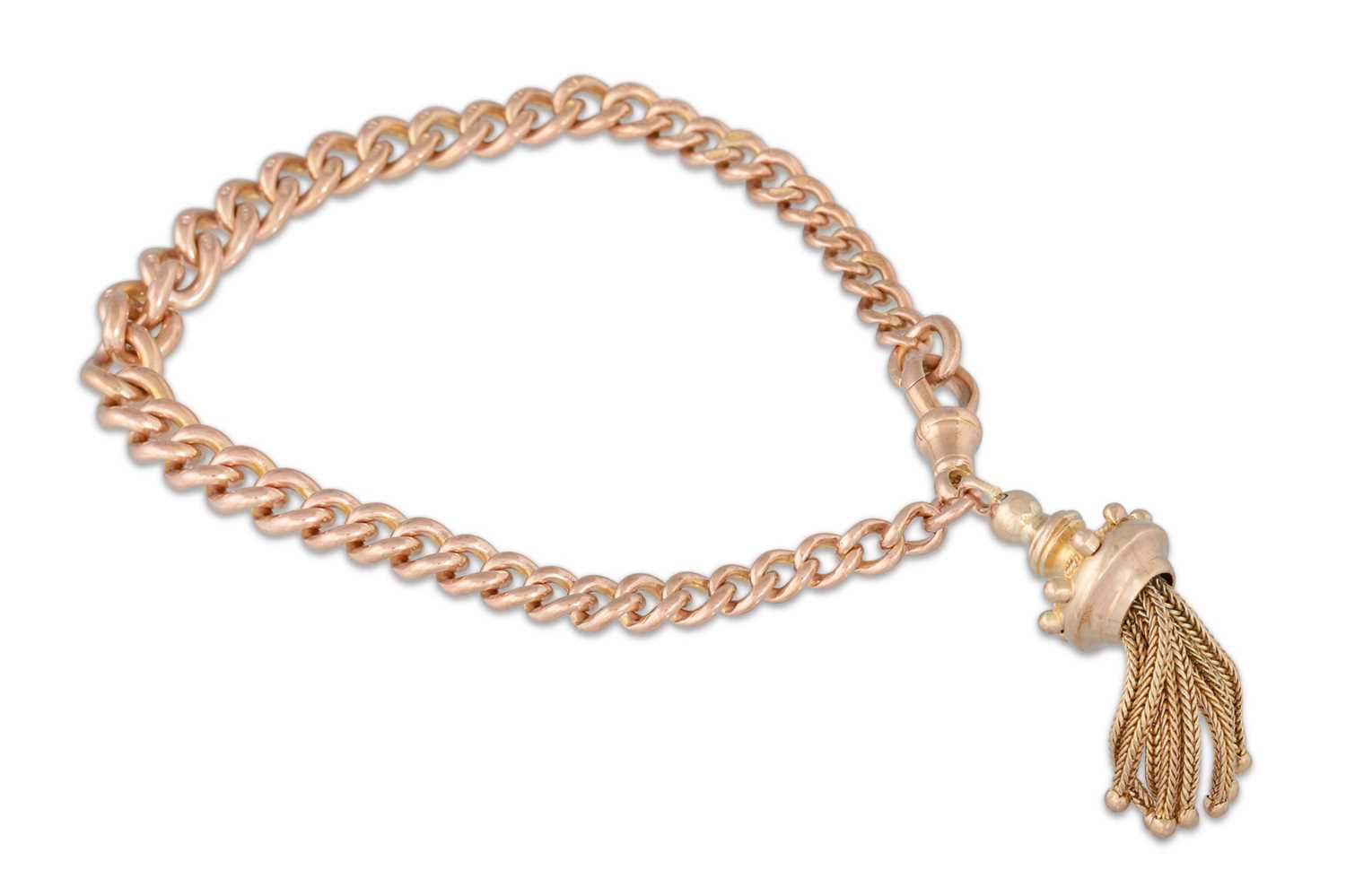 Lot 230 - A GOLD CURB LINK BRACELET, with pendant...