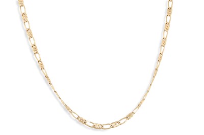 Lot 236 - A 9CT GOLD FANCY LINK NECKLACE, 7.5 g.