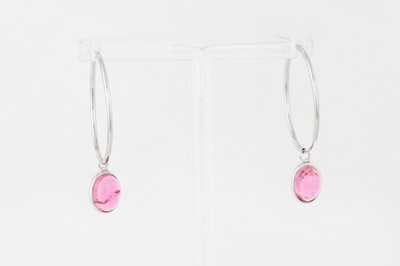 Lot 116 - A PAIR OF TOURMALINE EARRINGS, cabochon drops...