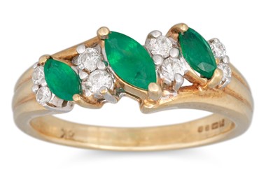 Lot 77 - AN EMERALD AND DIAMOND RING, mounted in 9ct...