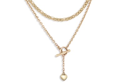 Lot 7 - TWO 9CT GOLD NECKLACES, together with a 9ct...