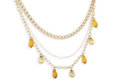 Lot 8 - THREE 9CT GOLD NECKLACES, together with a 9ct...