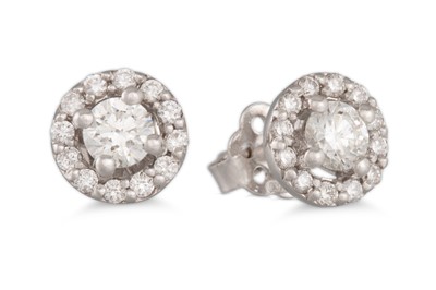 Lot 269 - A PAIR OF DIAMOND CLUSTER EARRINGS, the...