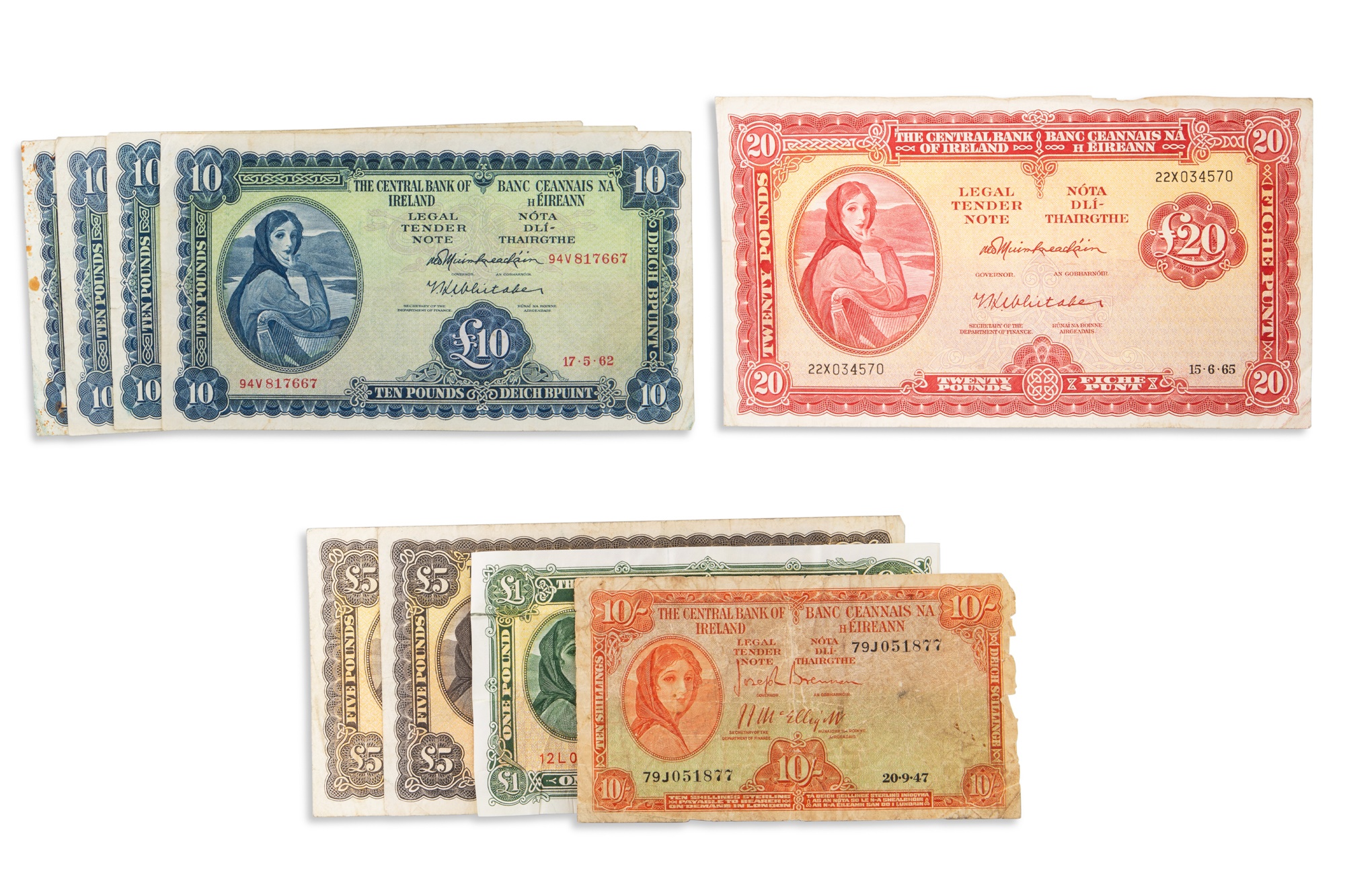 Lot 322 - A COLLECTION OF 9 LAVERY IRISH BANKNOTES; 1