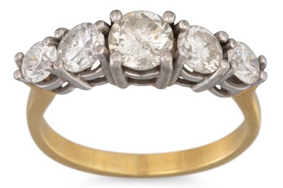 Lot 200 - A DIAMOND FIVE STONE RING, the graduated round...