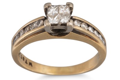 Lot 10 - A DIAMOND CLUSTER RING, princess cut diamonds...