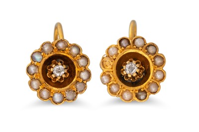 Lot 23 - A PAIR OF VICTORIAN DIAMOND AND PEARL CLUSTER...
