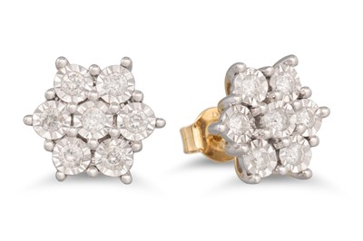 Lot 32 - A PAIR OF DIAMOND CLUSTER EARRINGS, the...