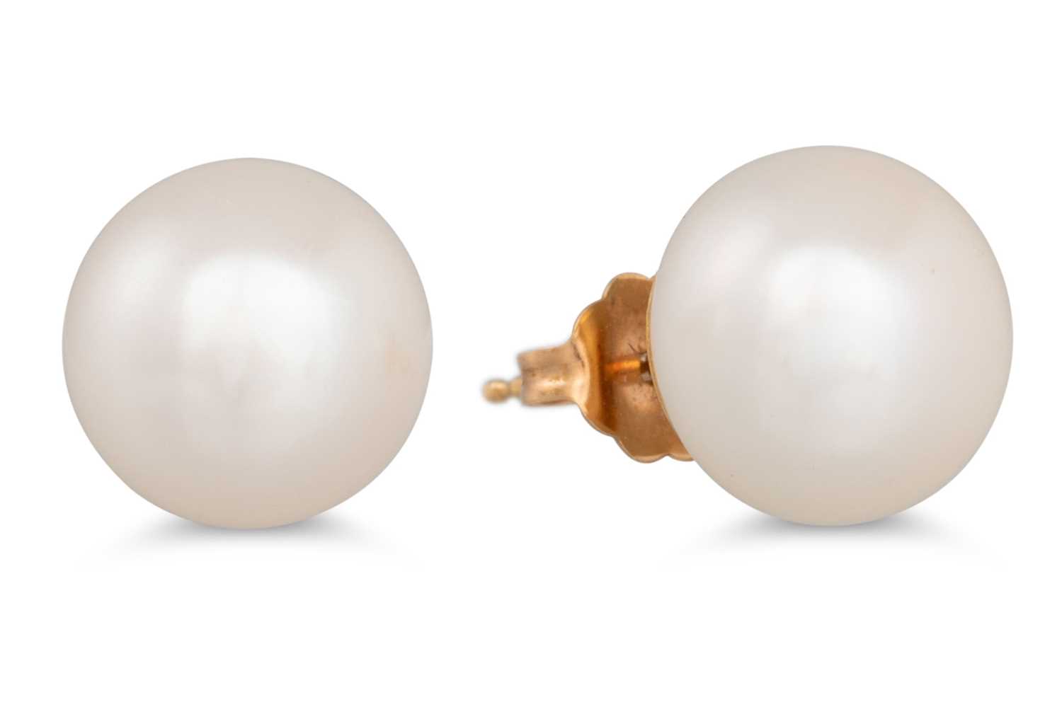 Lot 36 - A PAIR OF CULTURED PEARL EARRINGS, mounted in...