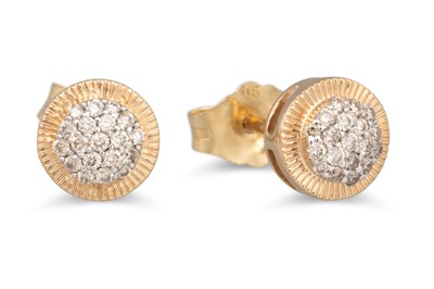 Lot 141 - A PAIR OF DIAMOND CLUSTER EARRINGS, pavé set...