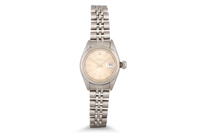 Lot 306 - A LADY'S STAINLESS STEEL ROLEX WRISTWATCH,...