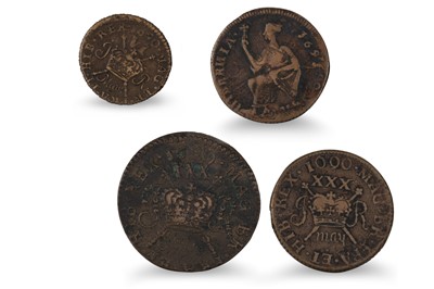 Lot 336 - 1689-90 4 X JAMES II IRISH GUNMONEY COINS;...