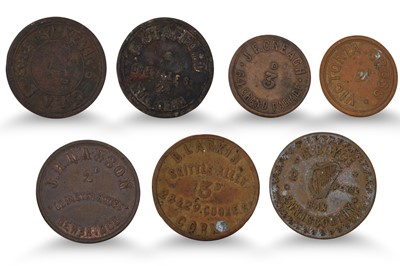 Lot 343 - 1800s 3 CORK TAVERN TOKENS 3d; JF Creagh Grand...