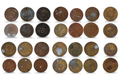 Lot 345 - 1800s 28 ASSORTED IRISH DUBLIN TAVERN TOKENS...