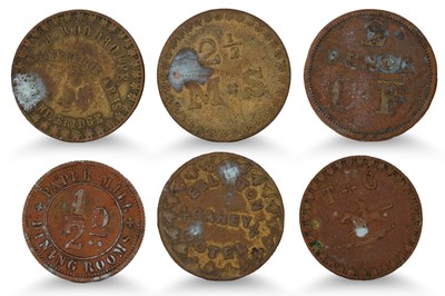 Lot 345 - 1800s 28 ASSORTED IRISH DUBLIN TAVERN TOKENS...