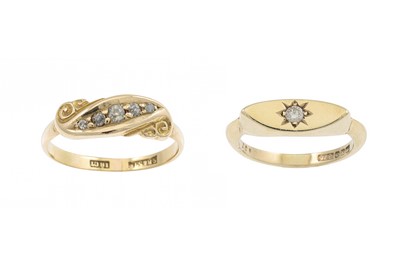 Lot 2 - A 9CT GOLD DIAMOND SET RING, together with...