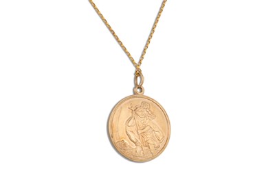 Lot 60 - A 9CT GOLD ST.CHRISTOPHER MEDAL AND CHAIN, 5.4 g.