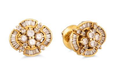 Lot 89 - A PAIR OF DIAMOND CLUSTER EARRINGS, the...