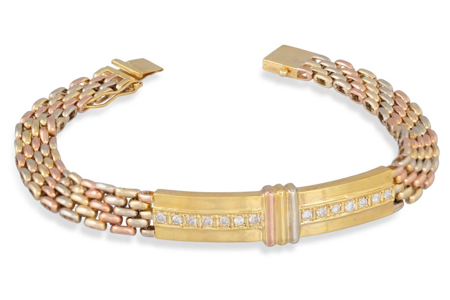 Lot 98 - A DIAMOND SET BRACELET, mounted in 14ct gold,...