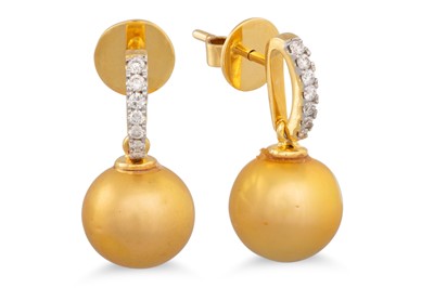 Lot 101 - A PAIR OF DIAMOND AND CULTURED PEARL EARRINGS,...
