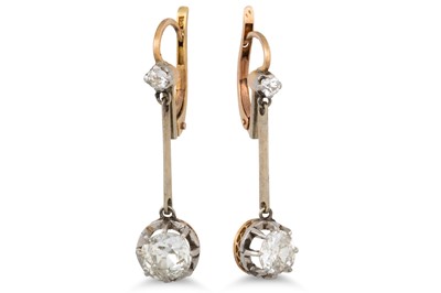 Lot 274 - A PAIR OF ANTIQUE DIAMOND DROP EARRINGS, the...