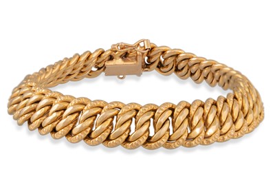 Lot 282 - AN 18CT GOLD BRACELET, plaited design, French...