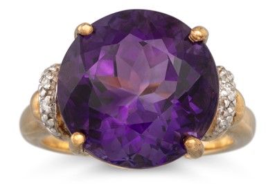 Lot 47 - AN AMETHYST AND DIAMOND RING, mounted in 9ct...