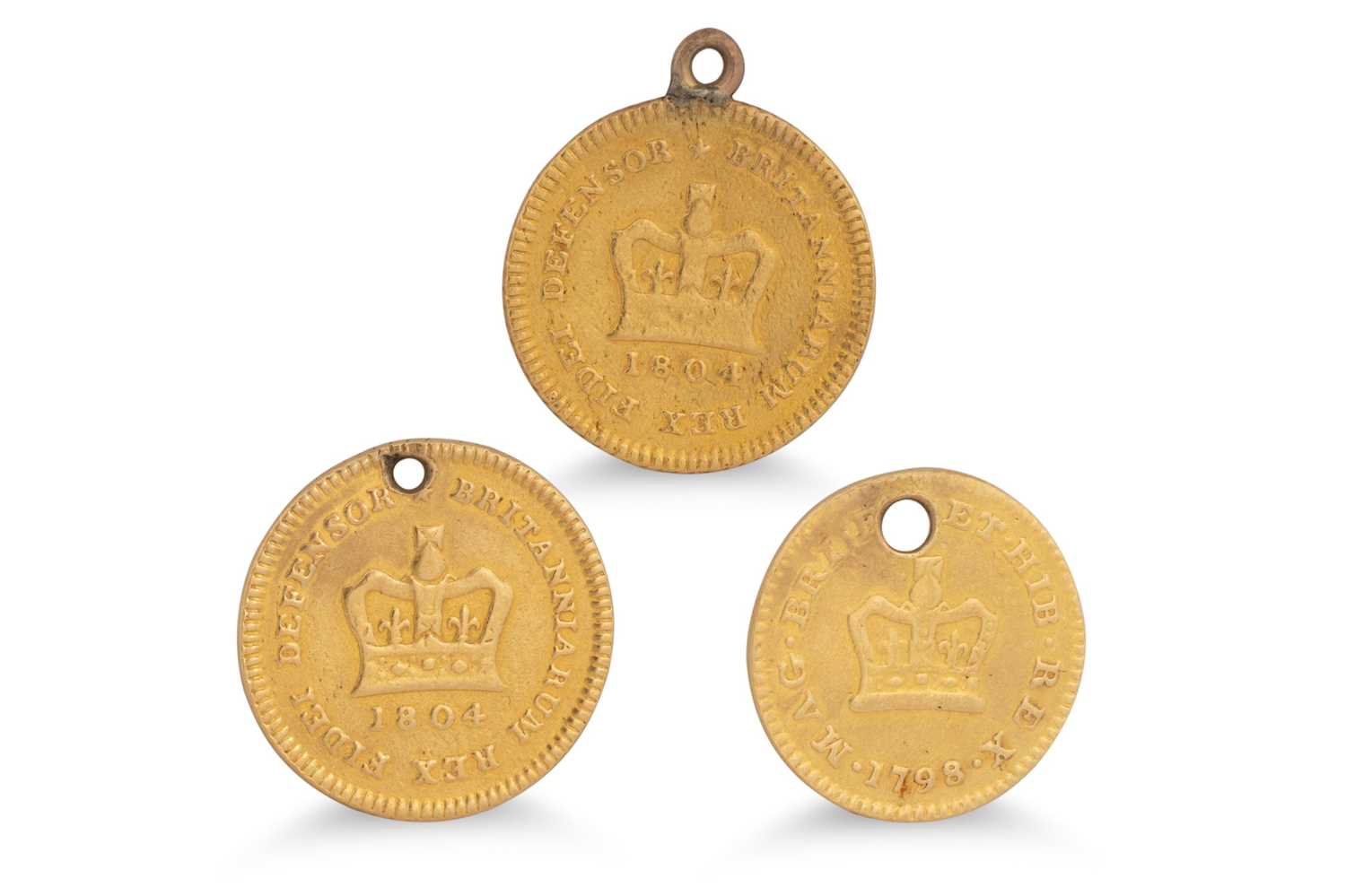 Lot 175 - A GROUP OF THREE 1/3 GUINEAS, one pendant...