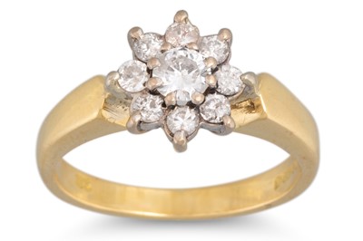 Lot 29 - A DIAMOND CLUSTER RING, mounted in 18ct yellow...