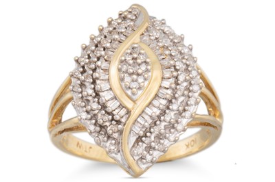 Lot 35 - A DIAMOND CLUSTER RING, the marquise shaped...