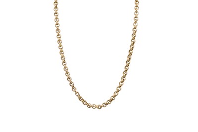 Lot 68 - A 9CT YELLOW GOLD BELCHER LINK NECK CHAIN, 23 g.