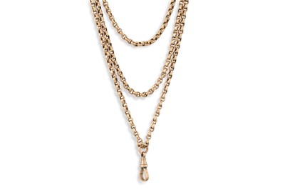 Lot 92 - AN ANTIQUE GOLD MUFF CHAIN, 12.6 g