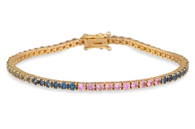 Lot 258 - A MULTI COLOURED SAPPHIRE 'RAINBOW' BRACELET,...