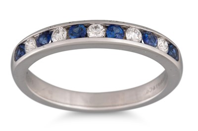 Lot 262 - A DIAMOND AND SAPPHIRE HALF ETERNITY RING,...