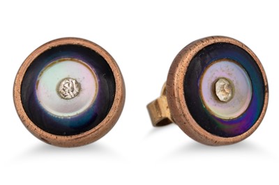 Lot 190 - A PAIR OF VINTAGE ENAMEL MOTHER-OF-PEARL...