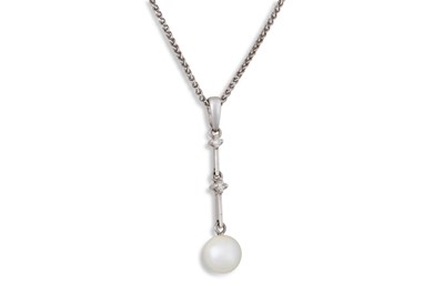 Lot 196 - A CULTURED PEARL DROP PENDANT, mounted in 9ct...