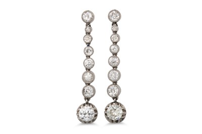 Lot 198 - A PAIR OF VINTAGE DIAMOND DROP EARRINGS, the...