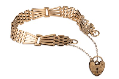 Lot 1 - A 9CT YELLOW GOLD GATE LINK BRACELET, with...