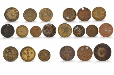 Lot 385 - 1800s 20 X ASSORTED IRISH DUBLIN TAVERN TOKENS...