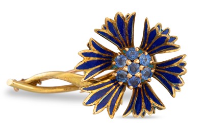 Lot 324 - A MELLERIO FLOWER BROOCH, enamel decoration to...