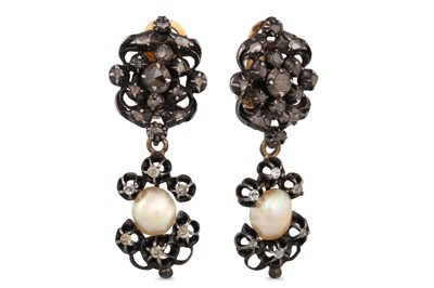 Lot 326 - A PAIR OF GEORGIAN PEARL AND ROSE CUT DIAMOND...