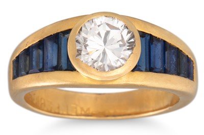 Lot 345 - A SAPPHIRE AND DIAMOND RING, by Mellerio, the...